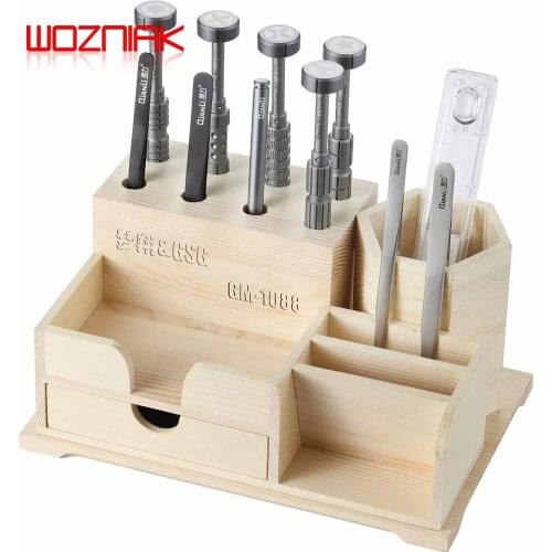 GM-1088 Multifunctional wooden maintenance tool storage box for Screwdriver / tweezers / engraver / pen holder Desktop storage