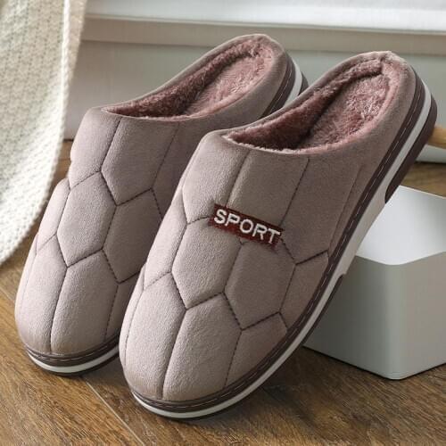 Slip-on home slippers men shoes solid plush warm winter shoes man slipper plus size fashion male slippers promotional hot sell