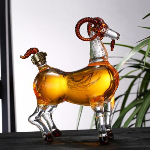 Sheep Shape Decanter, Whisky Bottle, Goat Glass Bottle Animal Sheep Hand-Blown High Borosilicate Glass whiskey decanter