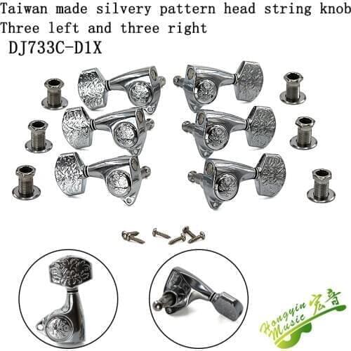 Taiwan made bakelwood folk guitar with fully closed knobs silver 1:22 quasi-knob shaft string winder