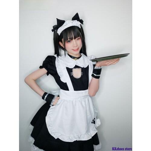 Bust Open Neko Maid Cosplay Costume Anime Lolita Sexy Catwomen Girls Kitty Outfit Cotton Apron Lace Mini Dress Cute For Women