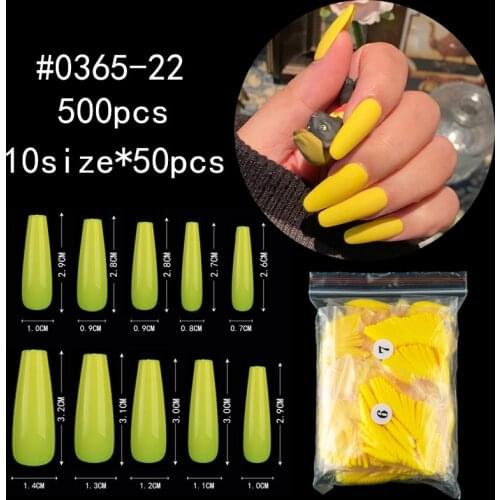 Lamemoria 500pcs Long Ballerina Full Fake Nail Tips Professional Acrylic Press on Coffin Nails New 37Colors False Nail DIY Salon
