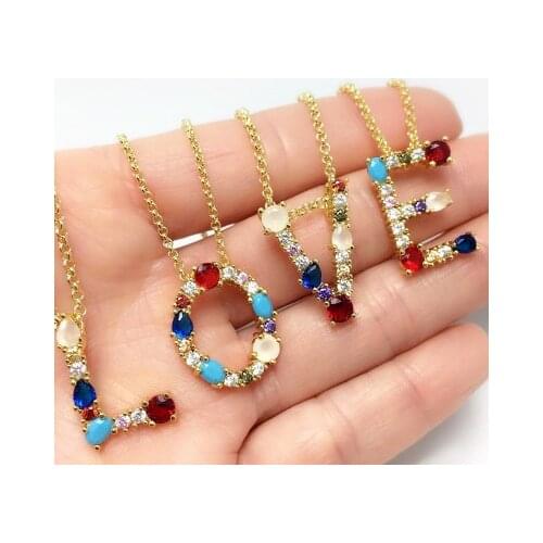 Hot Sale Gold Color Necklace Crystal Setting 26 Letter Necklace Name Jewelry For Women Accessories Girlfriend Best Gift