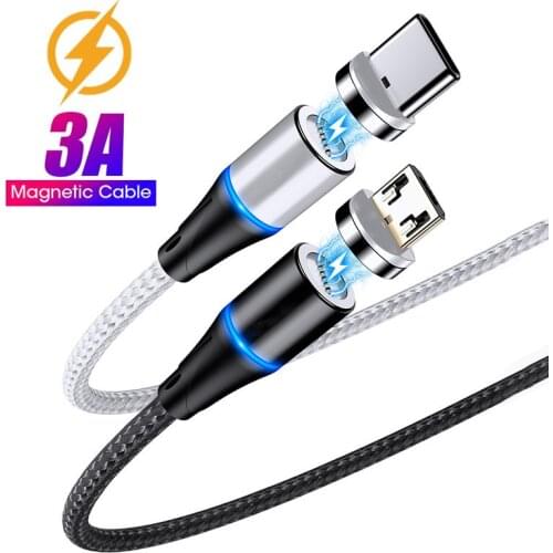 3A Fast Phone Charger Type C Magnetic Micro USB Cable For Xiaomi Mi 9 Redmi 8 Note 9S Samsung A52 A10 A71 S8 S7 Galaxy Tab A 8.0