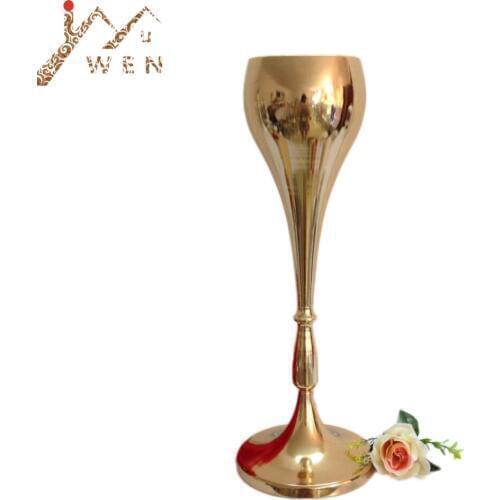 Metal Vases 56 CM / 22" Silver/ Gold Table Wedding Centerpieces Event Road Lead Flower Rack For Home Decoration 10 PCS/ Lot