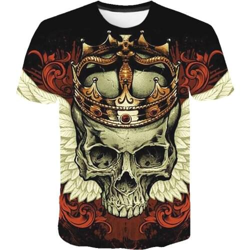 2021 Hot Sale Skull Mens Casual t shirt 3D Printing Oversized T-Shirt Retro Mens Summer Short Sleeve Large Size