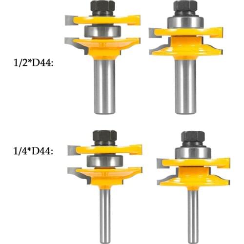 2PCS Tongue Grooves Router Bit Set T-shape Wood Milling Cutter for Woodworking Tool 1/2'' and 1/4'' Shank Optional