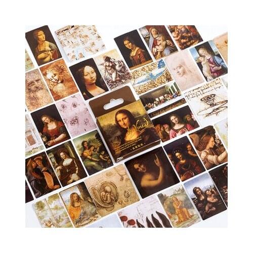 45 pcs Mona Lisas smile Decorative Stickers Scrapbooking diy Stick Label Diary Stationery Album Journal Oil painting stickers