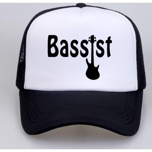 New Style Bassist Guitar hat Funny music band bass guitarist rock Baseball caps cool Summer Mesh Trucker Cap Unisex snapback hat