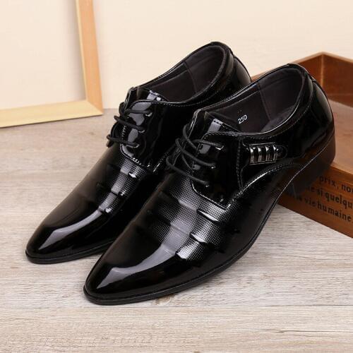 New Men oxfords Formal shoes Dress Shoes Fashion Lace-up Wedding Black Shoes Mens Pointed Toe formal Office Shoes 4 Colors