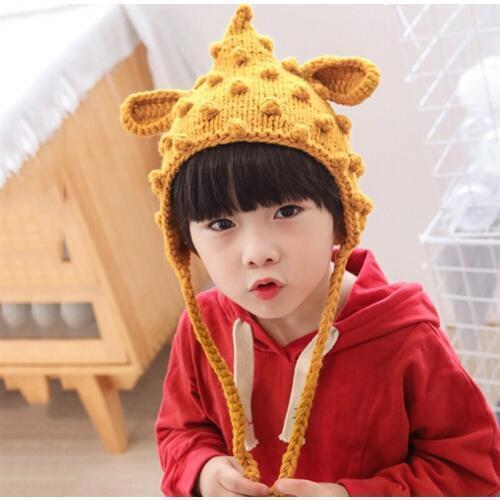 Autumn Winter Hats For Boys Girls Handmade Knitted Warm Protect Ears Cute Cartoon ChildrenS Hats Kids Pullover Beanie Bonnet