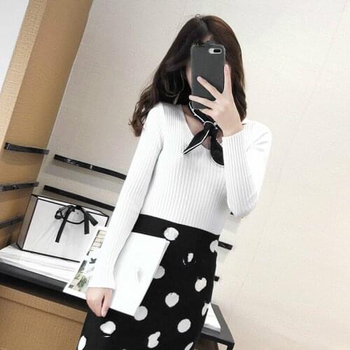 Pure Color Fashion Slim Knit Sweater Commuter Base Shirt