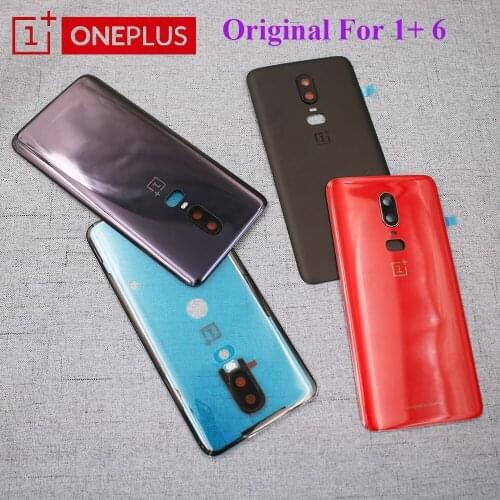 Original Back Glass OnePlus 6 Battery Cover One Plus 1+ 6 Rear Door Housing Case Replacement Parts & Stickers Logo + Camera Lens