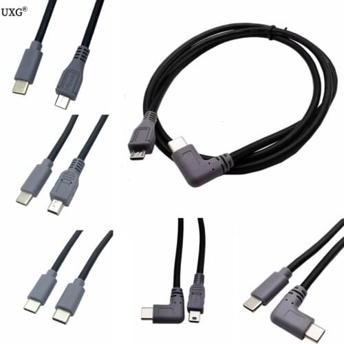 USB Type C 3.1 Male To Mini micro USB 5 Pin B Male Plug Converter OTG Adapter Lead Data Cable for Mobile Macbook 25cm / 1m