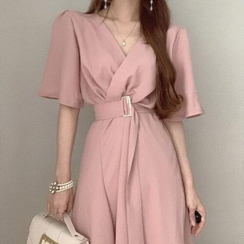 CINESSD Women Dress Summer Slim Short Sleeve Sexy V Neck Split Party Dress Female Solid Streetwear Elegant MIDI Vestidos Lady