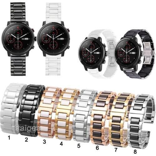 Ceramic Watch Band Strap Butterfly Buckle for Huami Amazfit Stratos 2 2S 3 Replacement band 20mm 22mm