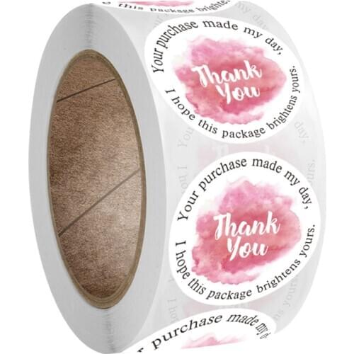 Pink Waterproof Stickers 50-500pcs 1 inch Thank You Sticker Labels Seal Label for Scrapbook Business Stationery Sticker