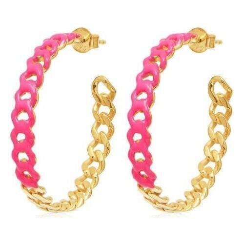 Pink Cabochons Mesh Silver Earrings