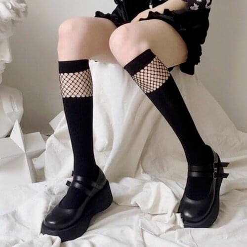 Sexy Lace Fishnet Stockings Thigh High Over Knee Socks Nylon Long Socks Hosiery Anime Lolita Socks Girls Black Gothic Sock