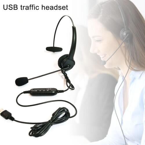 Telephone Computer Headset With Microphone USB Traffic Headset USB Port Noise Cancelling Headphone With Rotatable Mic For PC