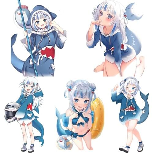 Three Ratels CA78 Cartoon Car Sticker for Gawr Gura nime Vinyl Stickers on wall laptop Car Accessories JDM Window Trunk Bumper