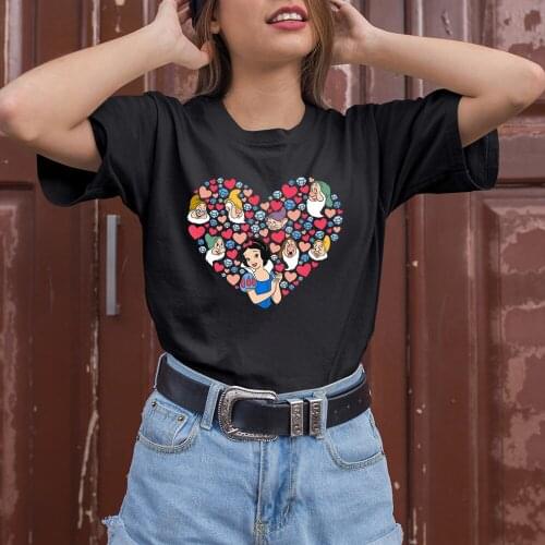 Female Kawaii T-Shirts Disney Fashion Snow White Pattern Summer New Products Color Women T Shirts Short Sleeve Comfortable Trend