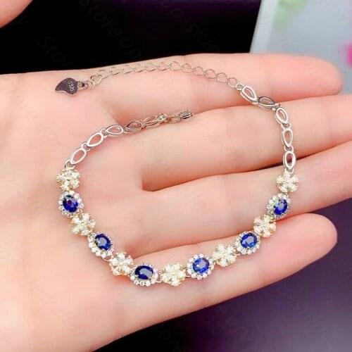 New Natural sapphire Bracelet 925 Silver Ladies Bracelet Luxury Elegant Fashion Trend