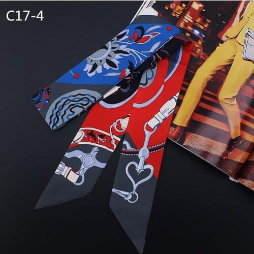 2020 Hot Sale Bag Scarf Print Women Silk Scarf Luxury Brand Bag Ribbons Fashion Head Scarf Tie Small LongScarves female bow ties