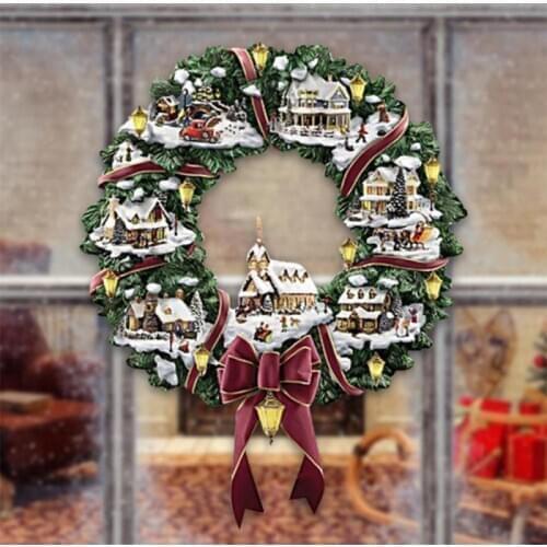 1PC Christmas Decoration Music Box Snowman Christmas Tree Elderly Window Glass Waterproof Sticker Holiday Winter New Year Decor