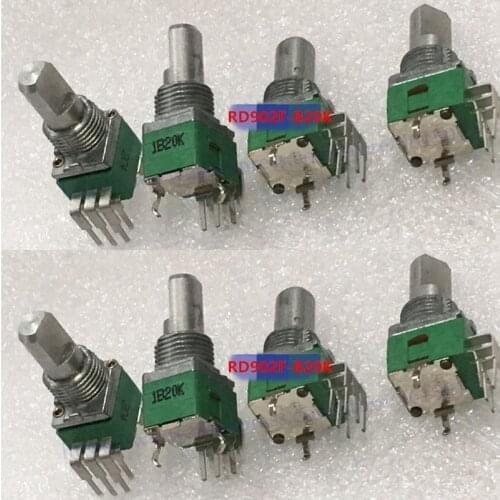 10pcs/lot Precision ALPHA 15mm RD902F B20K half-axis bending double dual potentiometer switch FOR DJ mixer repair