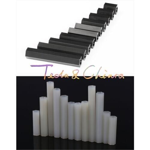10Pcs M3 x 5mm New 5 * Black White Nylon Hex Standoff Spacer Female Female Length Plastic
