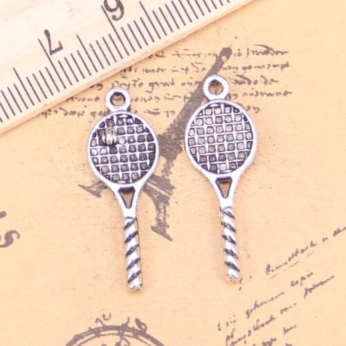 24pcs Charms tennis racket 30x10mm Antique Pendants,Vintage Tibetan Silver Jewelry,DIY for bracelet necklace