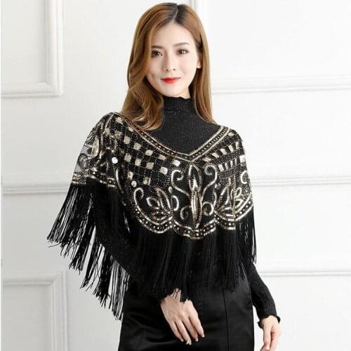 1920s Shawl Wraps Gatsby Beaded Evening Cape Bridal Shawl for Evening Dresses Wedding Party 5630