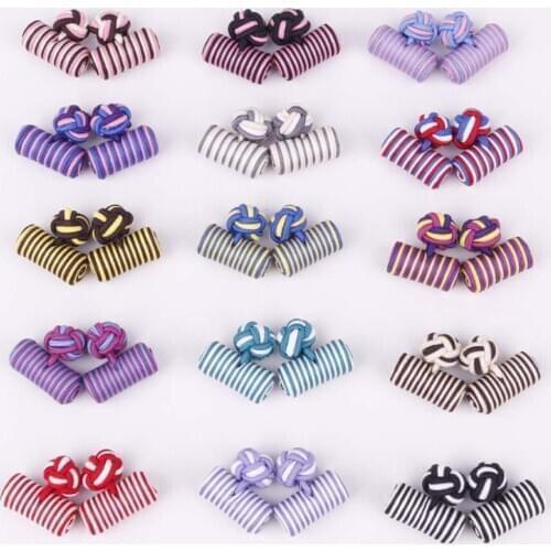 20pairs/lot Silk Knot Cufflink 18 Colors Cylinder Knitting Cuff Links Handmade Cuff Button DIY Accessory For Men & Women