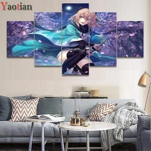5 piece Japanese anime girl sakura scenery diamond embroidery mosaic puzzle sale diamond painting Cross stitch kit full drills