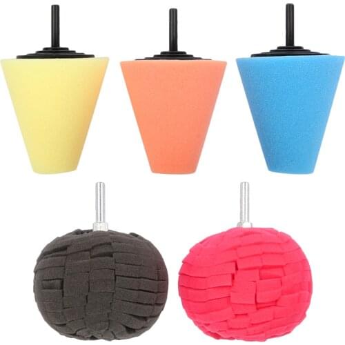 5pcs Burnishing Foam Sponge Car Tyres Wheel Hub Cleaning Tool Wheel Hubs Disk Polishing Pad Cone-shape Car Cleaning Tool