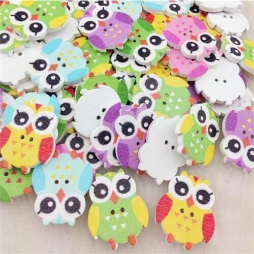 50/100pcs Mix Color Baby Owl Birds Carton Buttons Kid' Baby Sewing Craft Lots 25*21 mm WB216