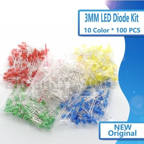 500PCS/LOT 3MM LED Diode Kit Mixed Color Red Green Yellow Blue White LED Light 5 Color Each 100 pieces
