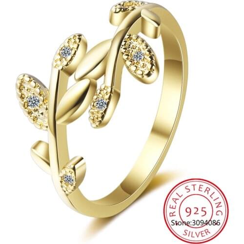Authentic 100% 925 Sterling Silver Fashion Feather Leaves Adjustable Ring For Trend Women S925 Ring Jewelry DS329