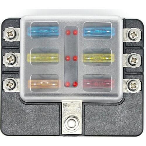 DC12-32V 100A Automotive PC waterproof 6-Way Blade Fuse Box Holder with Fuses For cars, SUV, RV, buses, yachts, boats, etc