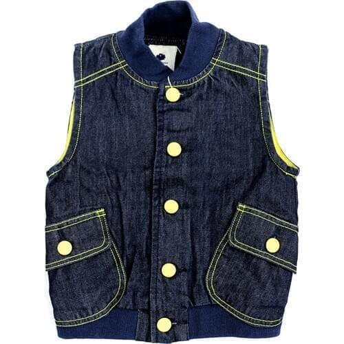 Children Boys Denim Vests Casual Print Hooded Denim Outerwear Vests Boys Vest Boys Waistcoat Boys Jacket 5-12Y 4J0515