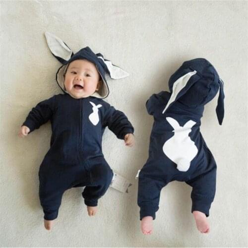 Newborn Essentials Embroidery Rabbit Jumpsuit Navy Blue Soft 0-12 Months Baby Set Free Shipping Turkey Luxury Quality