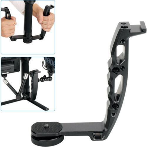 DH-03 Aluminium L Type Microphone Stand Bracket Handle Grip Transmount for DJI Ronin S/Moza Air 2/Feiyu AK2000/Zhiyun Weebill