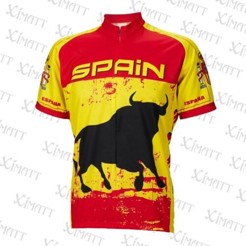 Spain National Team Classic Polyester Mens Summer Cycling Jersey Quick Dry Tight Reduce Resistance T-Shirt Mtb Shirts Soccer