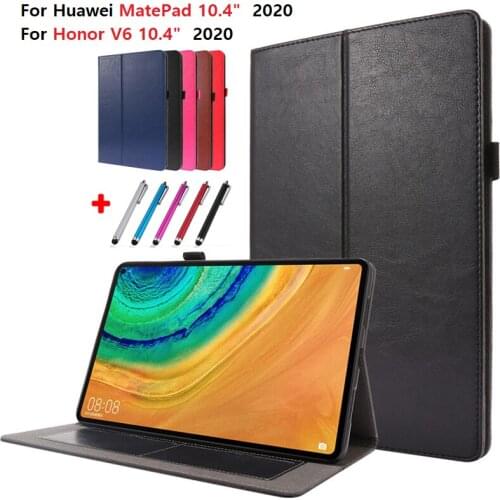 Flip Coque Tablet Case for Huawei Mate Pad MatePad 10.4 inch BAH3-W09 Honor V6 Case PU Leather Wallet Stand TPU Cover Shell +Pen