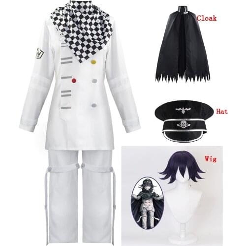 Game Danganronpa V3 Kokichi Oma Cosplay Costume President Oma Cosplay Wig Cloak and Hat Halloween Carnival Party Costumes