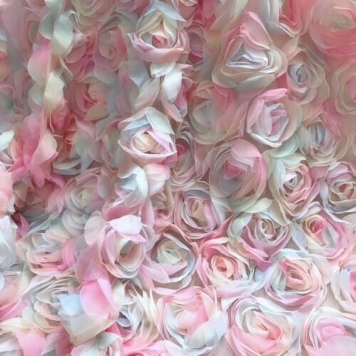 3D Ombre Chic Rosette Lace Fabric Spring Summer Dress Gown Fabric Shabby Rose Flower Haute Douture, by the Yard
