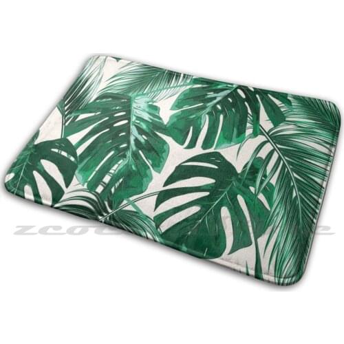 White Palm Leaves Mask Soft Non-Slip Mat Rug Carpet Cushion Palm Palms Plant Plants Banana Leaves Coconut Tree Trees Jungle