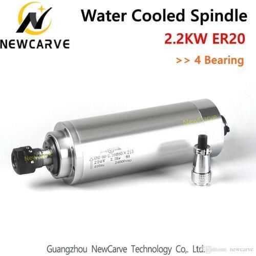 CNC Spindle Motor 2.2KW 220V 380V 4 Bearing Water Cooled Spindle ER20 With 80mm Diameter GDZ-80-2.2b Newcarve