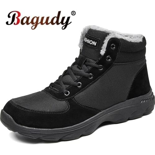 Brand Fashion 2019 New Autumn Winter Men Snow Boots Casual Ankle Working Shoes Warm Plush Comfortable Non-Slip Snow Boots Size46